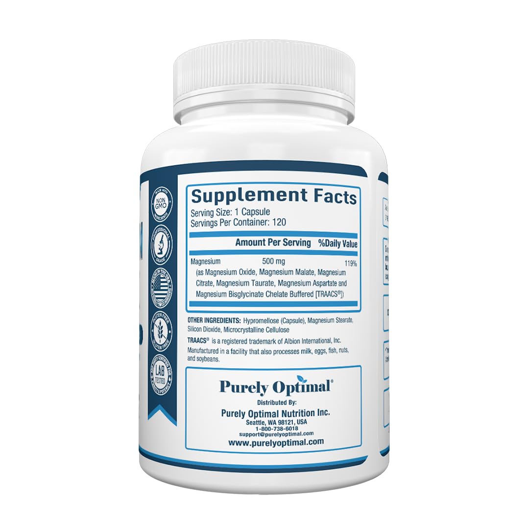 Purely Optimal Magnesium Complex — 6 Forms (Glycinate, Citrate & Malate) | Sleep, Stress & Muscle Support | 120 Caps