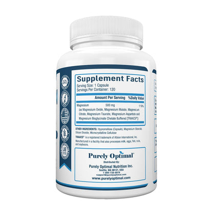 Purely Optimal Magnesium Complex — 6 Forms (Glycinate, Citrate & Malate) | Sleep, Stress & Muscle Support | 120 Caps