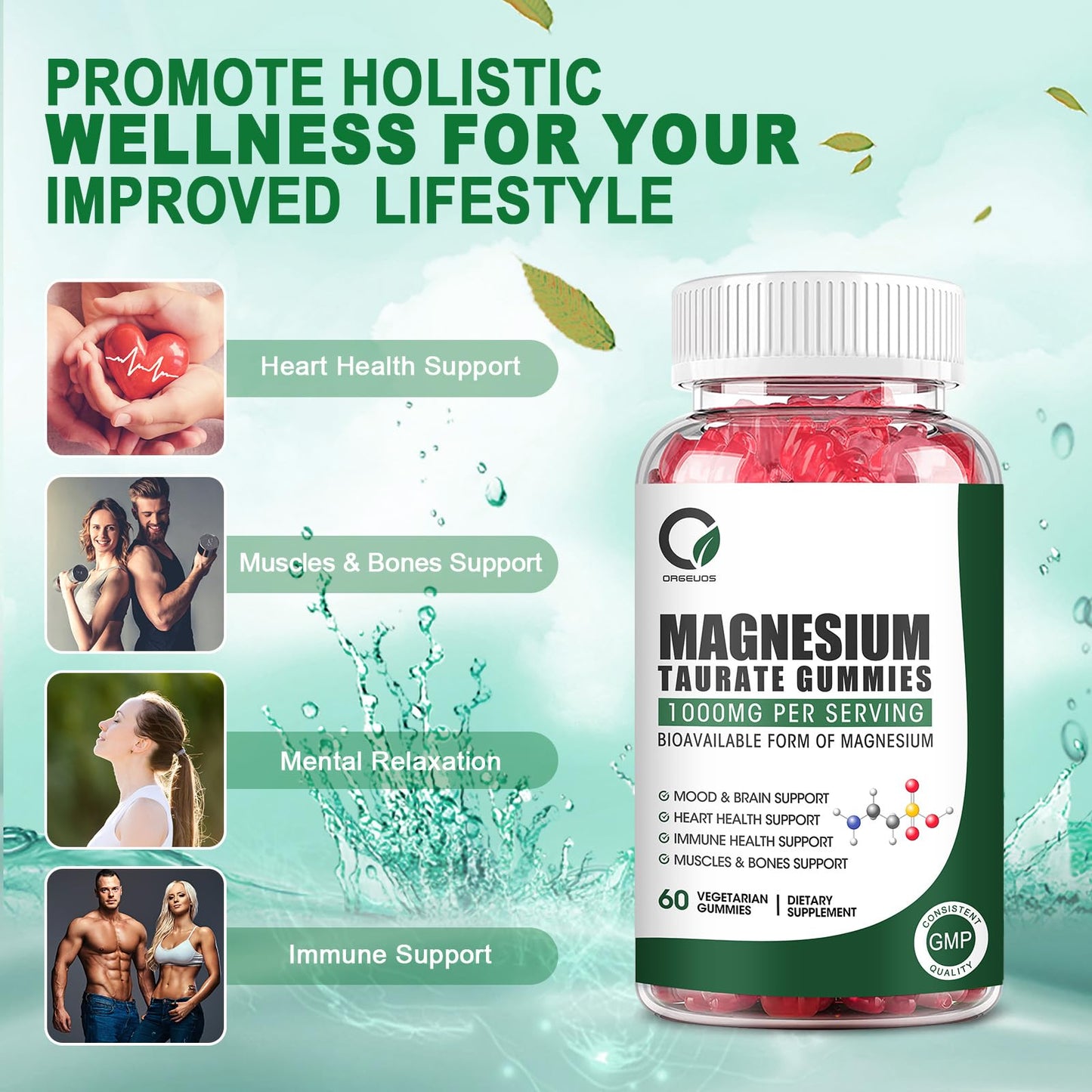 Magnesium Taurate Gummies – Three Forms for Heart Health, Muscle Function & Mood (Vegetarian, Non-GMO)