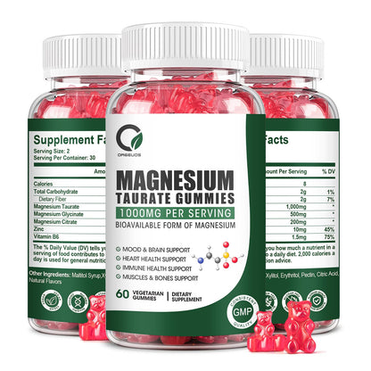 Magnesium Taurate Gummies – Three Forms for Heart Health, Muscle Function & Mood (Vegetarian, Non-GMO)