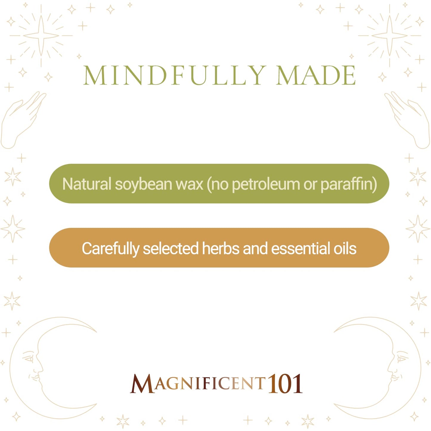 Magnificent 101 Abundance Manifestation Smudge Candle – 6 oz Soy, 35-Hour Burn