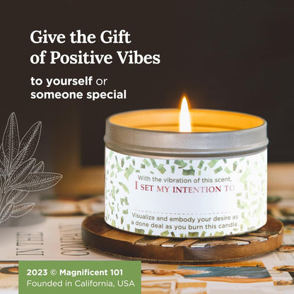 Magnificent 101 Manifest Money Candle – 6 oz Soy Wax Tin | 30-Hour Burn | Abundance & Intention