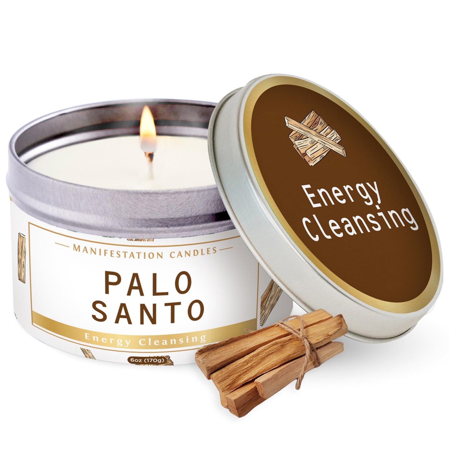 Magnificent 101 Palo Santo Candle – 6 oz, 35h Burn, Energy Cleansing