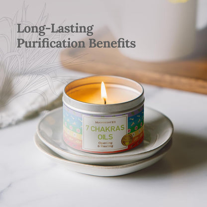 Magnificent 101 7 Chakra Energy Cleansing Aromatherapy Tin Candle - 6oz Orange Soy Wax | Meditation & Manifestation