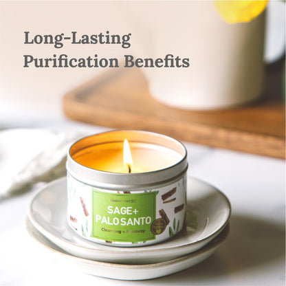 Magnificent 101 Sage & Palo Santo Aromatherapy Candle – 6oz Soy Wax – 35-Hour Burn