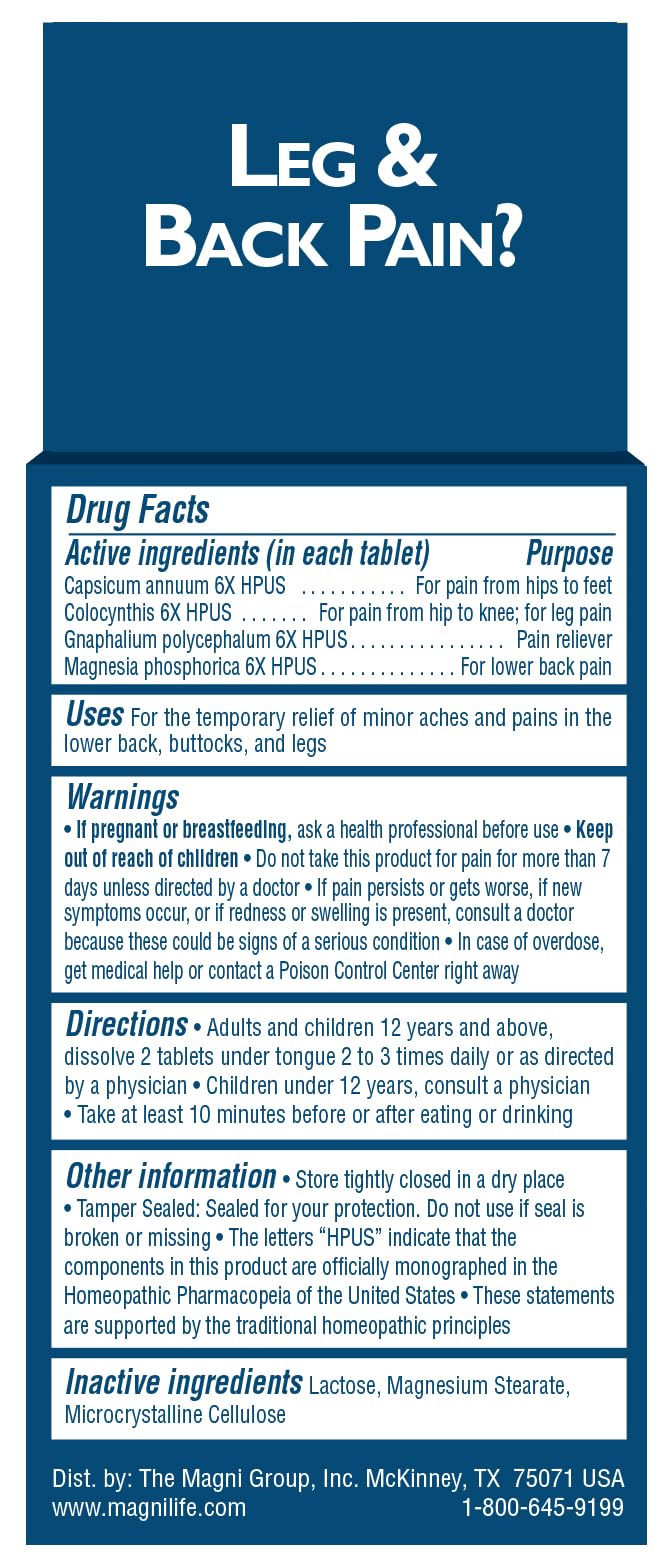 MagniLife Leg & Back Pain Relief — Fast-Acting, Natural Relief (125 Quick-Dissolve Tablets)