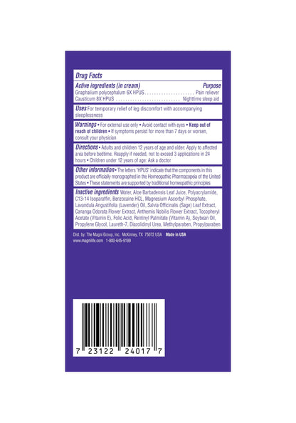 MagniLife Relaxing Leg Cream PM – Restless Legs Relief with Lavender & Magnesium (2 Pack, 4oz Jars)