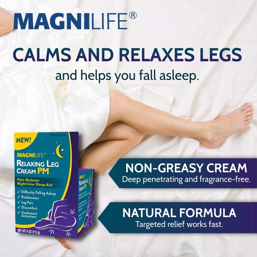 MagniLife Relaxing Leg Cream PM — Restless Legs Relief with Lavender & Magnesium (4oz)