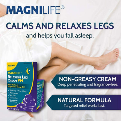 MagniLife Relaxing Leg Cream PM — Restless Legs Relief with Lavender & Magnesium (4oz)