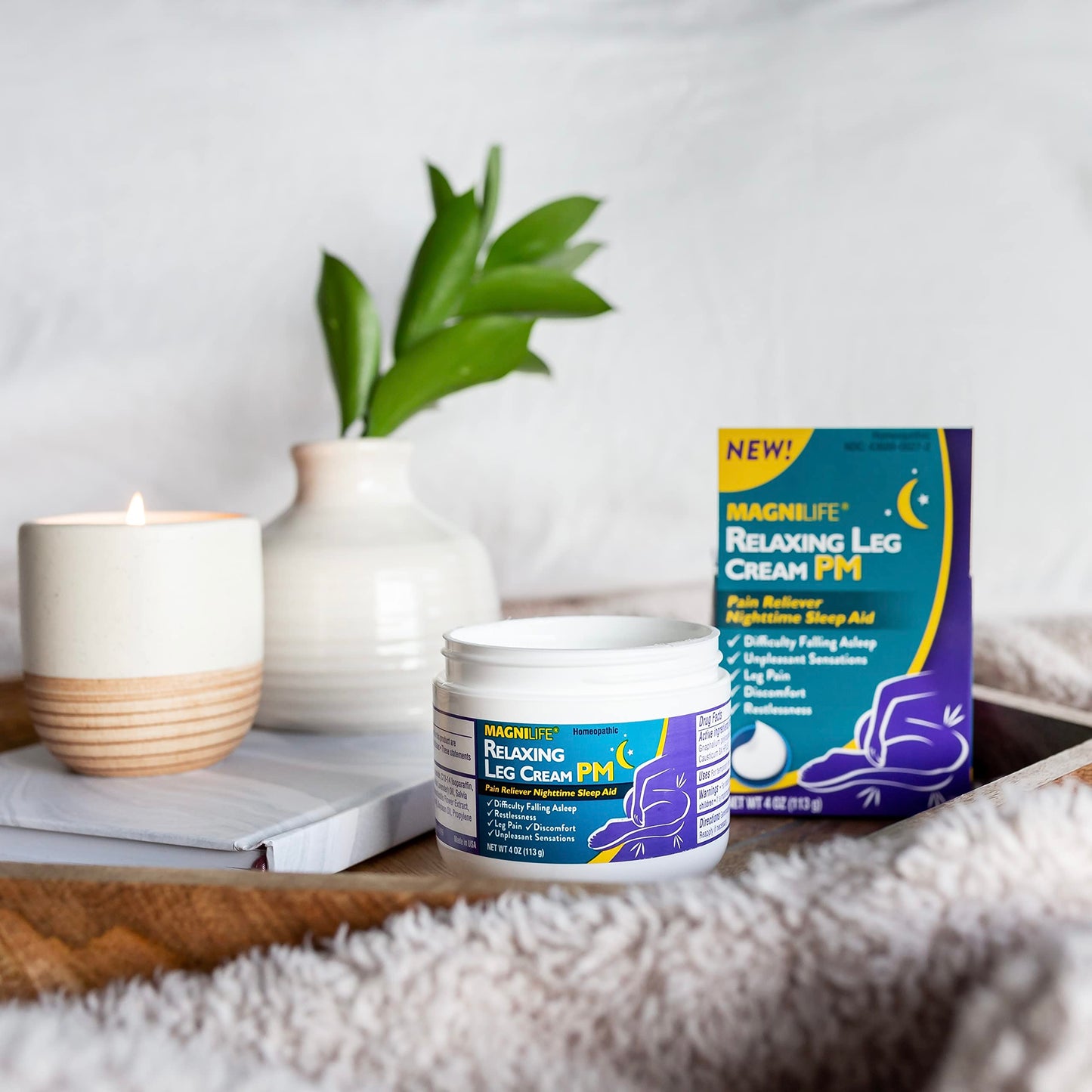 MagniLife Relaxing Leg Cream PM — Restless Legs Relief with Lavender & Magnesium (4oz)