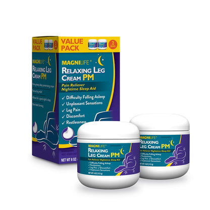 MagniLife Relaxing Leg Cream PM – Restless Legs Relief with Lavender & Magnesium (2 Pack, 4oz Jars)