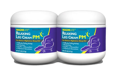 MagniLife Relaxing Leg Cream PM – Restless Legs Relief with Lavender & Magnesium (2 Pack, 4oz Jars)