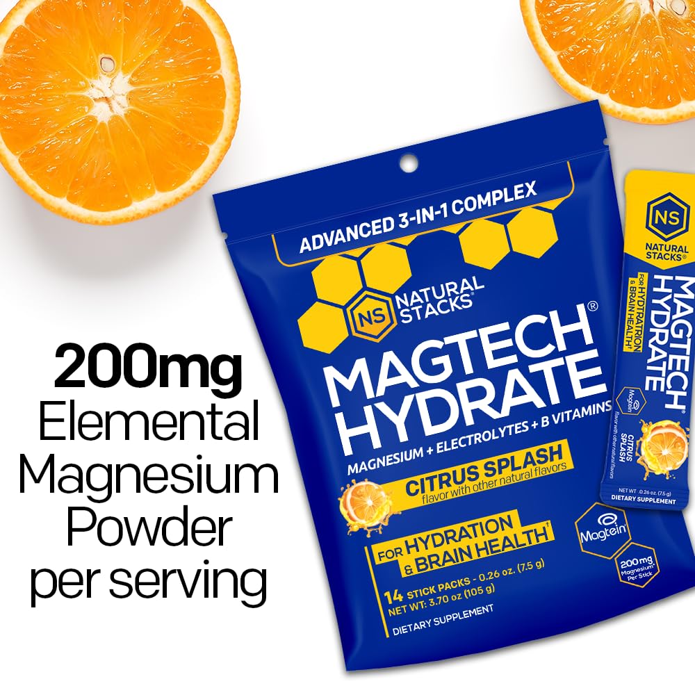MagTech Hydrate: Sugar-Free Magnesium Hydration Powder (200 mg Mg) – 14 Servings