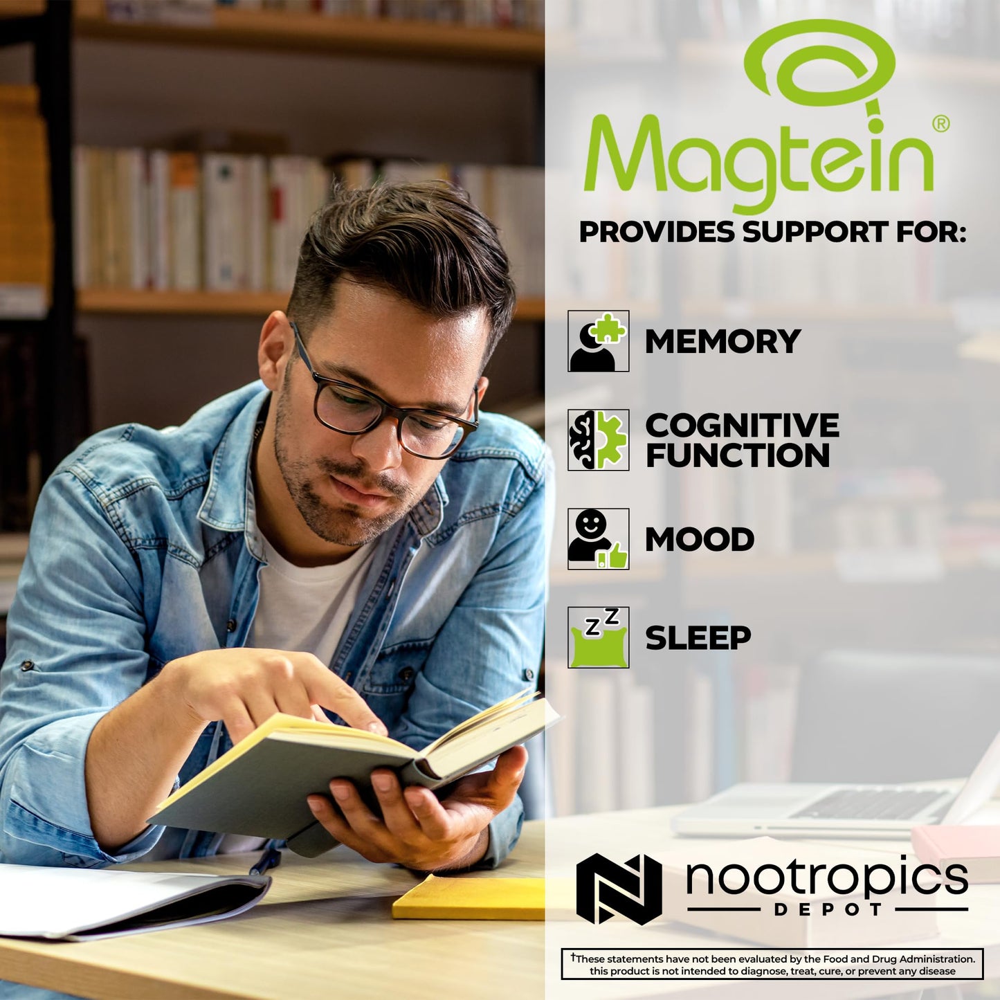 Nootropics Depot Magtein Magnesium L-Threonate Capsules – 90 Count | Cognitive Function Support