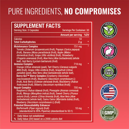 Approved Science Fruits & Veggies: 42-Item Whole Fruit & Veggie Capsule Supplement (90 Capsules)