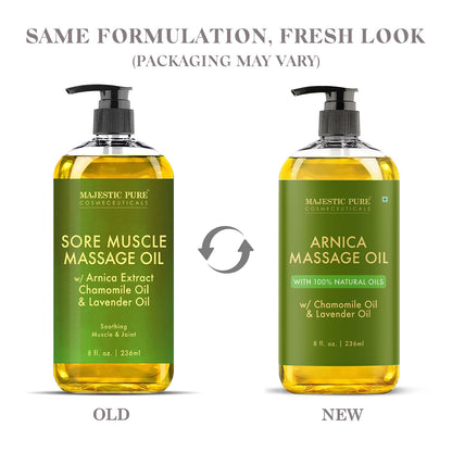 Majestic Pure Arnica Massage Oil – Lavender & Chamomile | All Skin Types | 8 fl oz