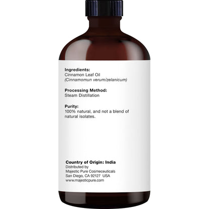 Majestic Pure Cinnamon Essential Oil - 4 Fl Oz, 100% Pure & Natural, Glass Dropper