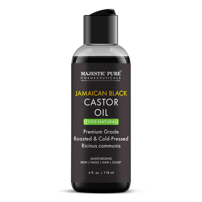 Majestic Pure Jamaican Black Castor Oil – 4 Fl Oz | 100% Pure, Cold-Pressed, Hexane Free