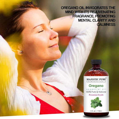 Majestic Pure Oregano Essential Oil 4oz - 100% Pure & Natural with Glass Dropper