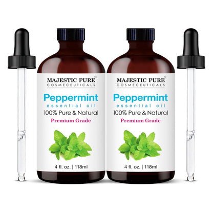 Majestic Pure Peppermint Essential Oil – 4 Fl Oz x 2, 100% Pure & Natural