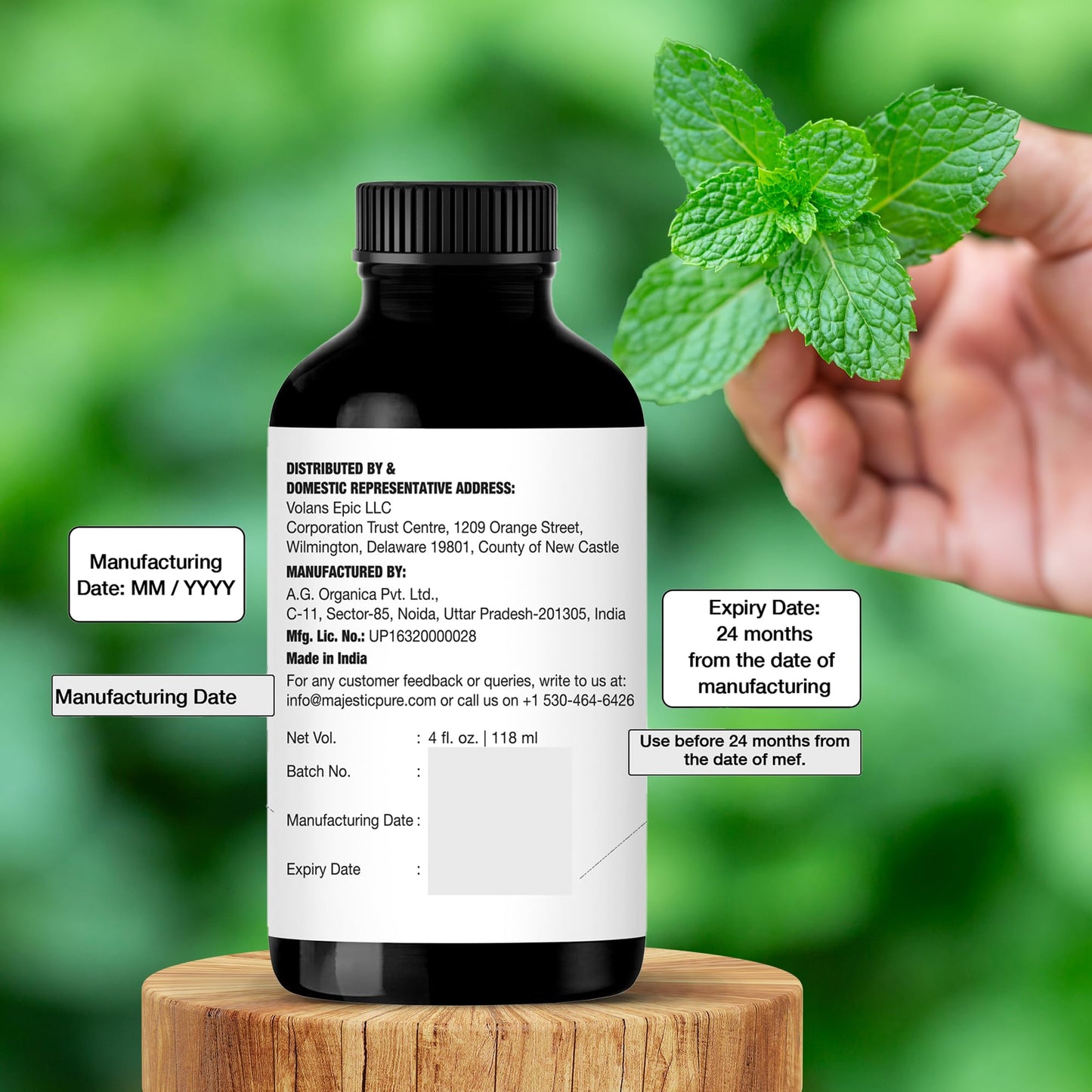 Majestic Pure Peppermint Essential Oil – 4 Fl Oz x 2, 100% Pure & Natural
