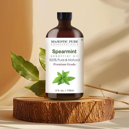 Majestic Pure Spearmint Essential Oil - 4 Fl Oz (Glass Dropper) - 100% Pure & Natural