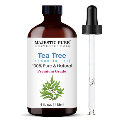 Tea Tree Essential Oil 4 fl oz – Majestic Pure, 100% Pure & Natural, Glass Dropper