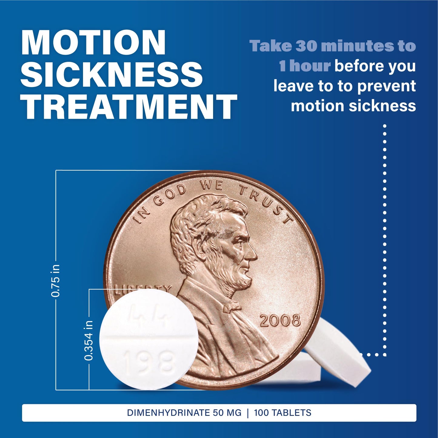 MAJOR Driminate - 50mg Dimenhydrinate Motion Sickness Tablets, 100 Count (3 Pack)