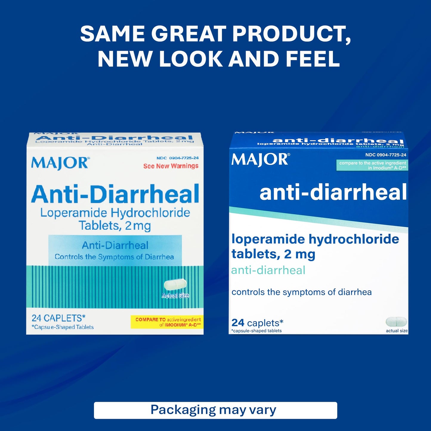 MAJOR Loperamide Hydrochloride 2 mg Anti-Diarrheal Tablets – 24 Caplets