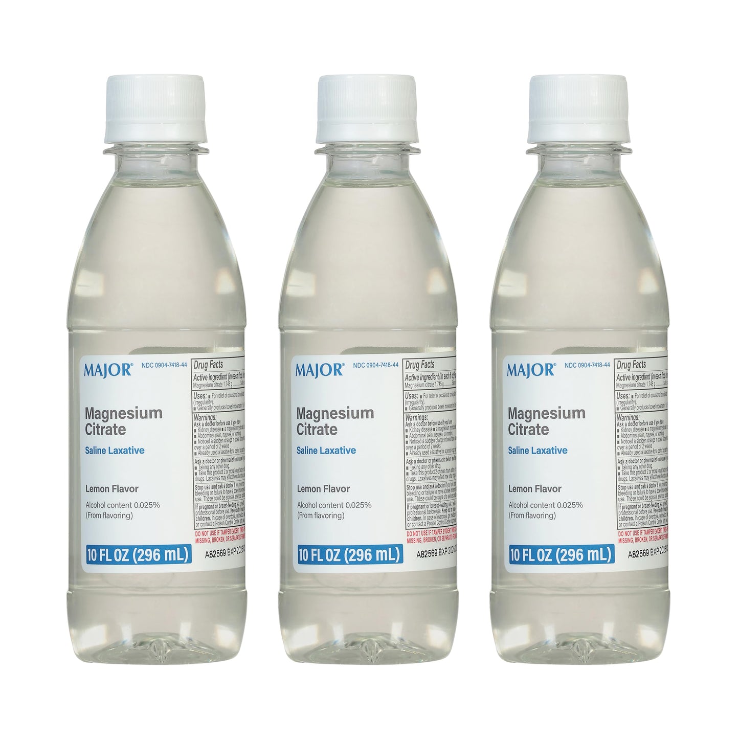 Major Magnesium Citrate Saline Laxative – Lemon Flavor, 10 fl oz (3 Pack)