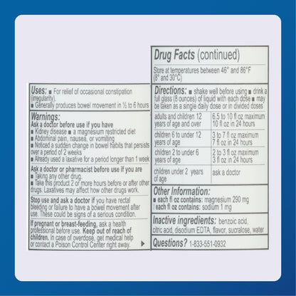 Major Magnesium Citrate Saline Laxative – Lemon Flavor, 10 oz (6 Pack)