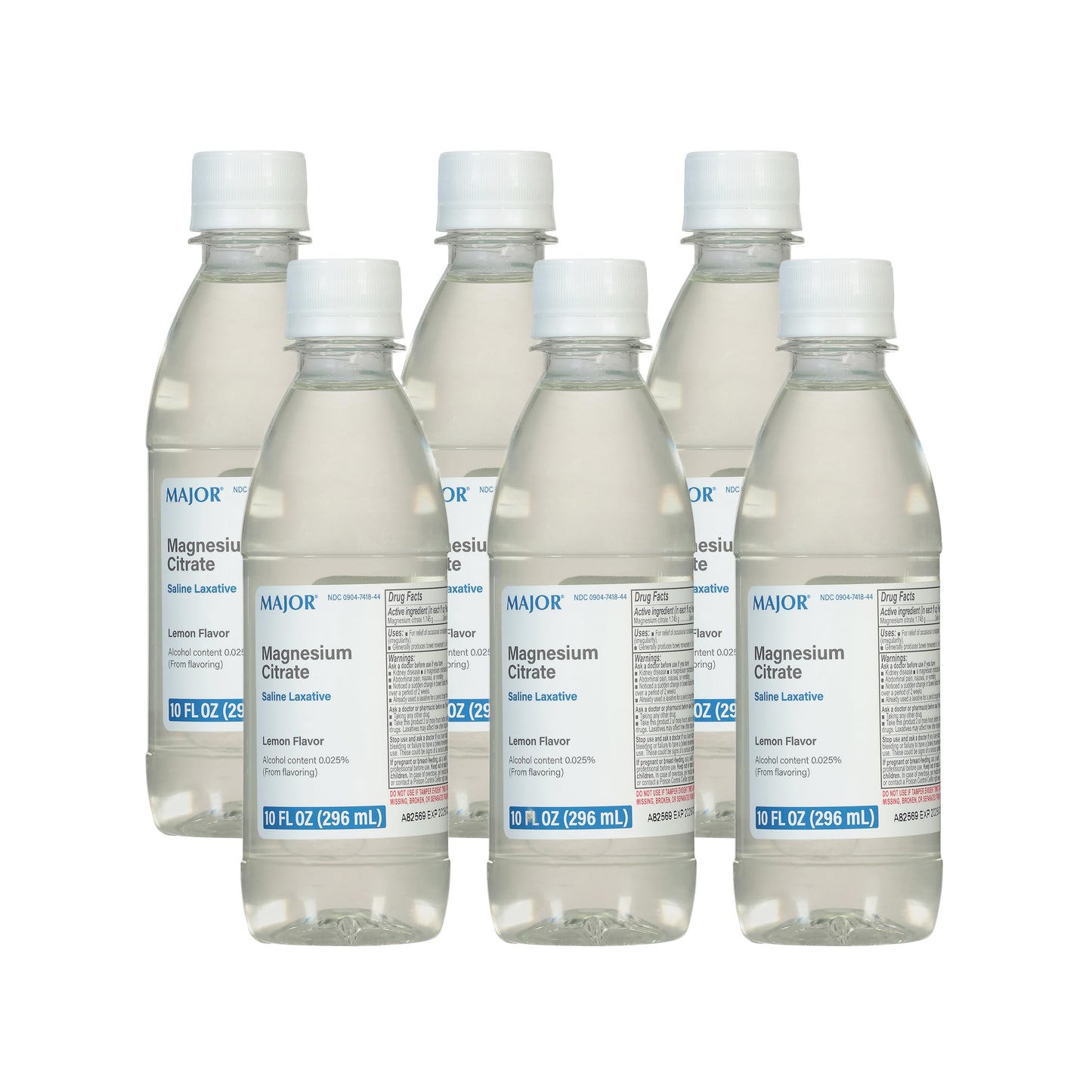 Major Magnesium Citrate Saline Laxative – Lemon Flavor, 10 oz (6 Pack)
