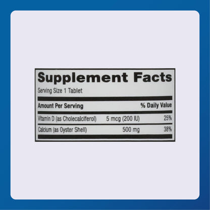 Major Oyster Shell Calcium with Vitamin D3 500 mg / 200 IU – 60 Tablets