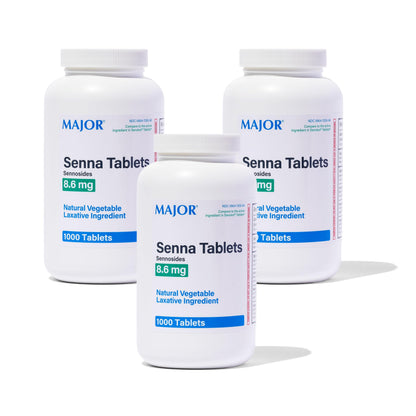 MAJOR Senna 8.6 mg Natural Vegetable Laxative Tablets - 1000-Count (3-Pack)
