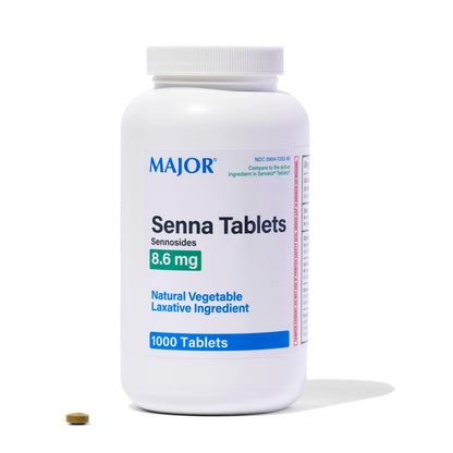 MAJOR Senna 8.6 mg Natural Vegetable Laxative Tablets - 1000-Count (1-Pack) | Gentle Plant-Based Relief