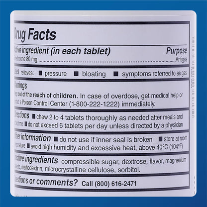 MAJOR Simethicone Gas Relief 80 mg - Chewable Gas Relief Tablets (100 ct)
