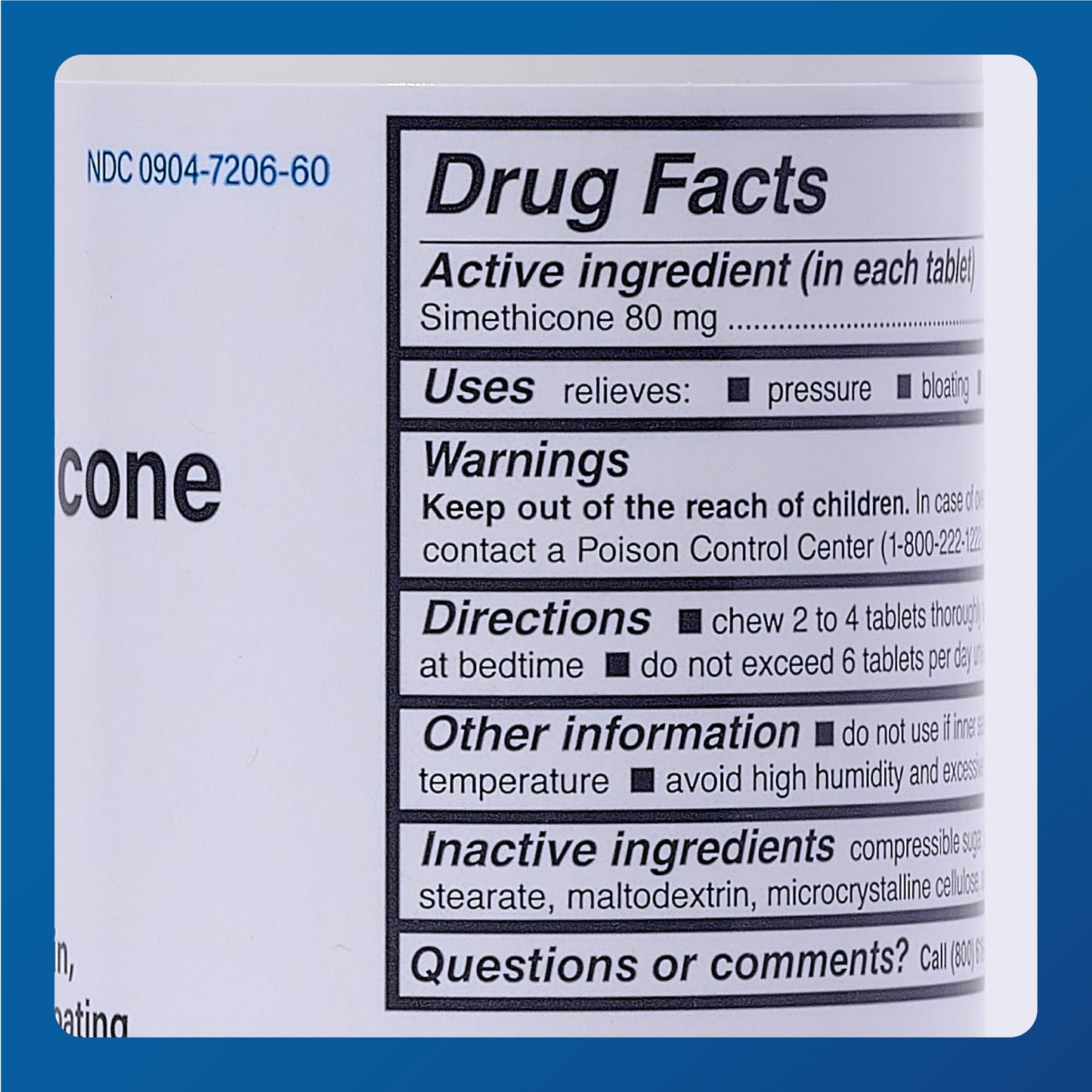 MAJOR Simethicone Gas Relief 80 mg — Anti-Gas, Bloating & Gas Pressure | 100 Chewables (4 Pack)