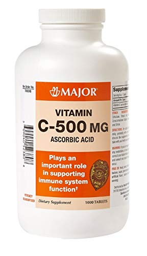 Major Vitamin C 500 mg Ascorbic Acid Tablets – 1000 Count | Vitamin C