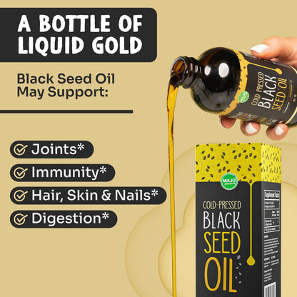 MAJU Black Seed Oil 8 oz – Cold-Pressed Turkish Black Cumin, 3x Thymoquinone, Liquid Pure Blackseed Oil