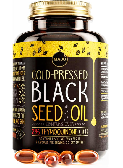 Maju Black Seed Oil Capsules – Cold Pressed Turkish Nigella Sativa, 500mg, 60 Count