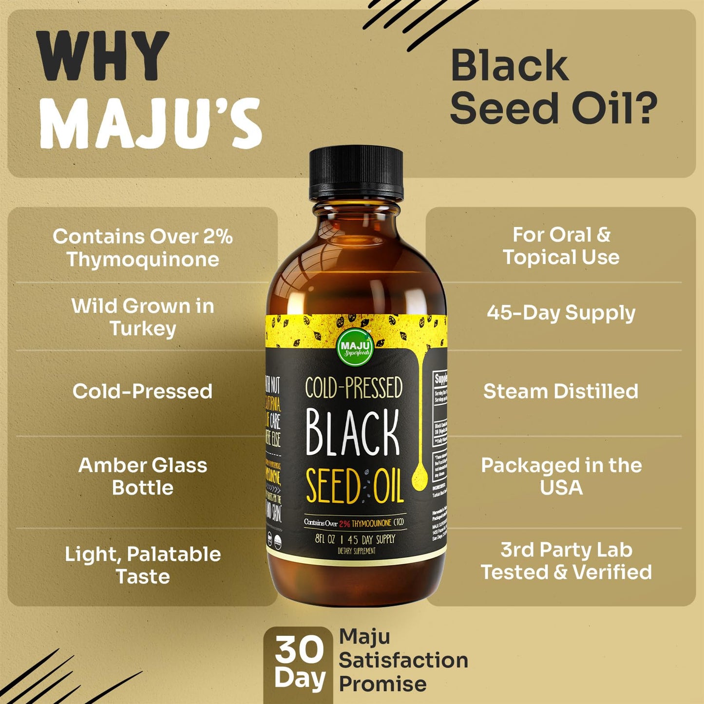 MAJU Black Seed Oil 8 oz – Cold-Pressed Turkish Black Cumin, 3x Thymoquinone, Liquid Pure Blackseed Oil