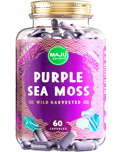 MAJU Purple Sea Moss Capsules 60ct – Extra-Strength Chondrus Crispus, Wild Harvested