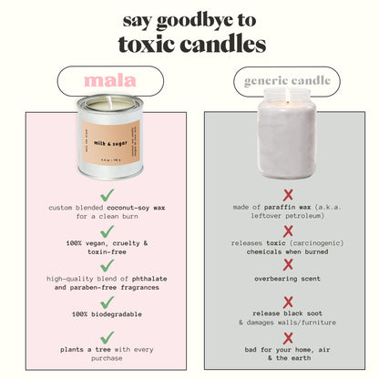 MALA Milk & Sugar Cinnamon & Vanilla Candle – Vegan Soy, 45-Hour Burn
