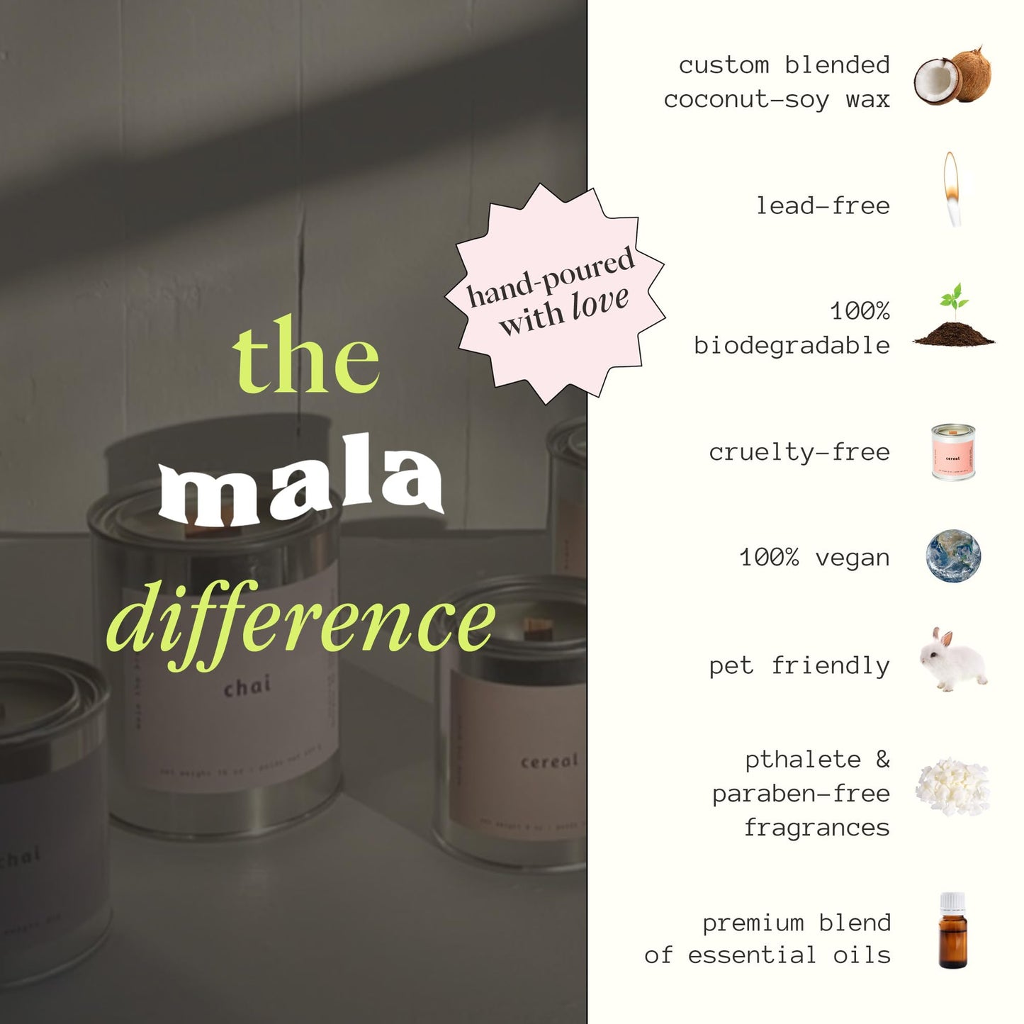 MALA Chai Clove Cinnamon & Vanilla Candle – Vegan Soy, 45h Clean Burn, 6.8 oz