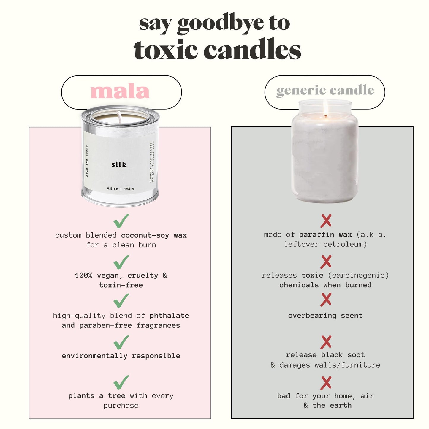 MALA Scented Silk Tonka Bean Jasmine & Coconut - Vegan Soy Candle 6.8 oz
