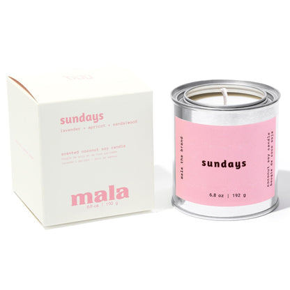 MALA Sundays Apricot Sandalwood & Lavender Candle – Vegan Soy, 6.8 oz