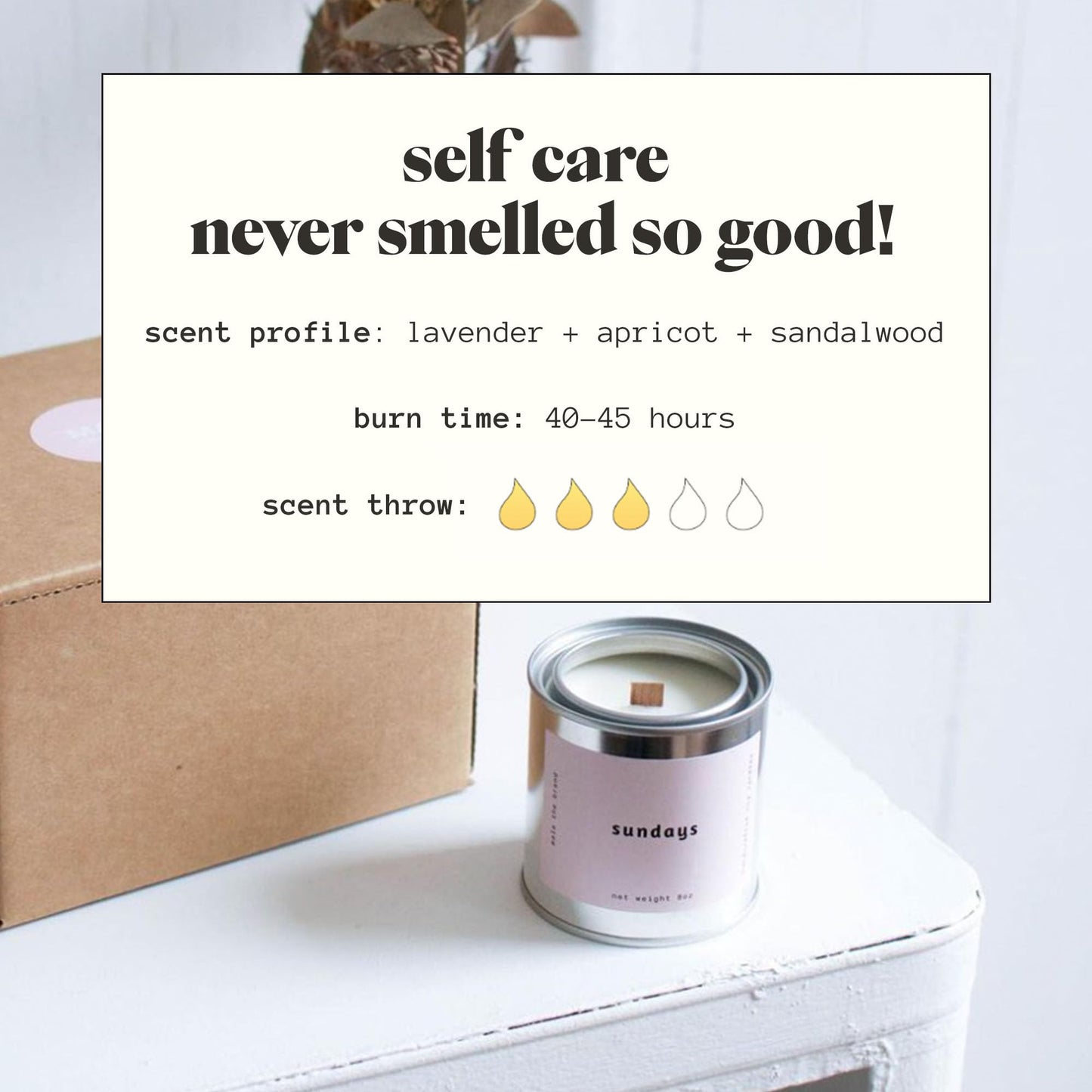 MALA Sundays Apricot Sandalwood & Lavender Candle – Vegan Soy, 6.8 oz