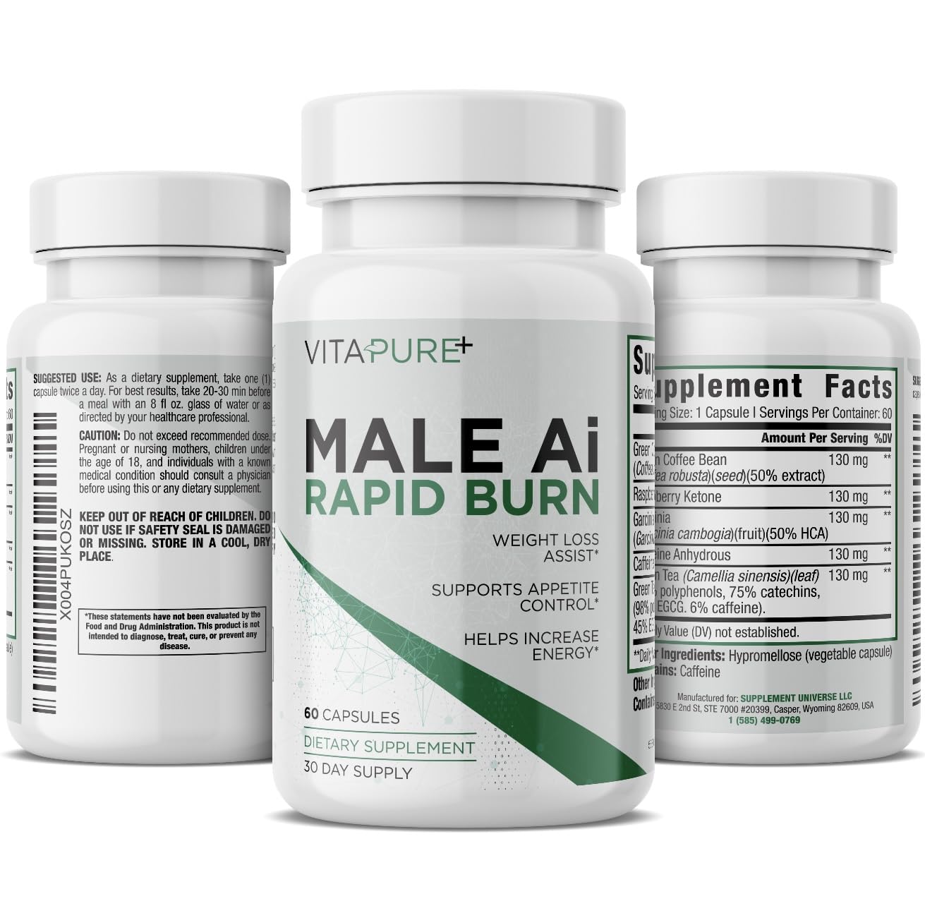 Male AI Rapid Burn – GLP-1 Optimized Thermogenic Fat Burner for Men | 60 Capsules