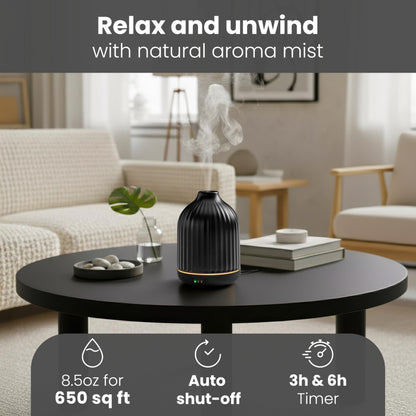 MALMØ Ceramic Diffuser 250ml – Non-Toxic Essential Oil Diffuser Black