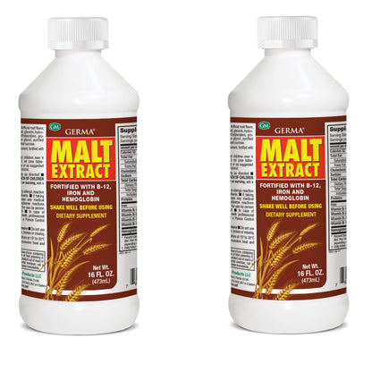 Germa Malt Extract Fortified with Vitamin B-12 and Iron - 16oz, 2 Pack